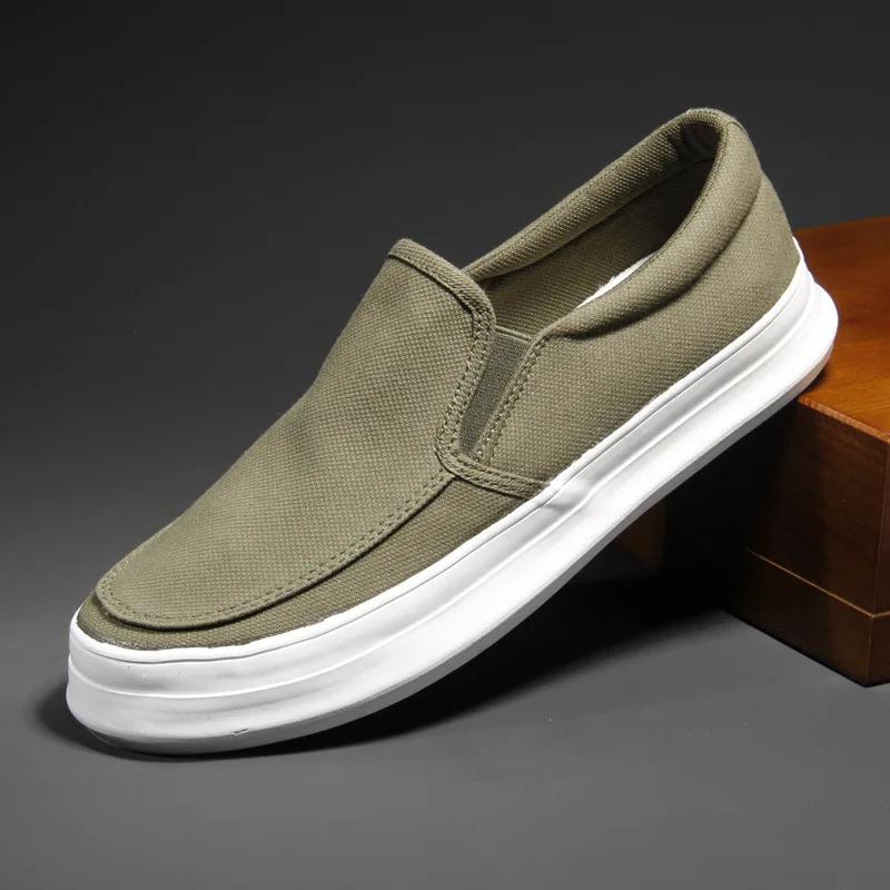Leinenschuhe Herren Neu Atmungsaktive Freizeitschuhe Klassisch Vielseitig Trendig Dicke Sohle Bequem Low Top Canvas Herrenschuhe Sneaker