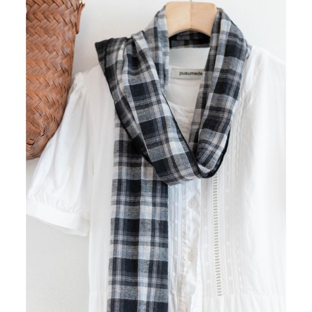 Cotton Plaid Scarf for Both Male and Female Students Versatile and Warm Long Silk Scarf