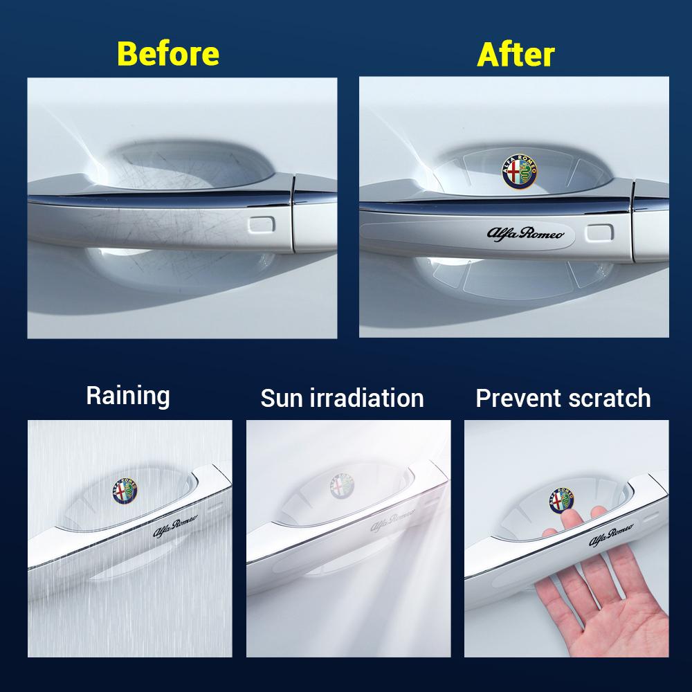 YYCE3 8pcs PVC Transparent Car Door Handle Protector Film Anti Scratch Stickers For Alfa Romeo 159 Giulietta 147 Giulia Car Accessory