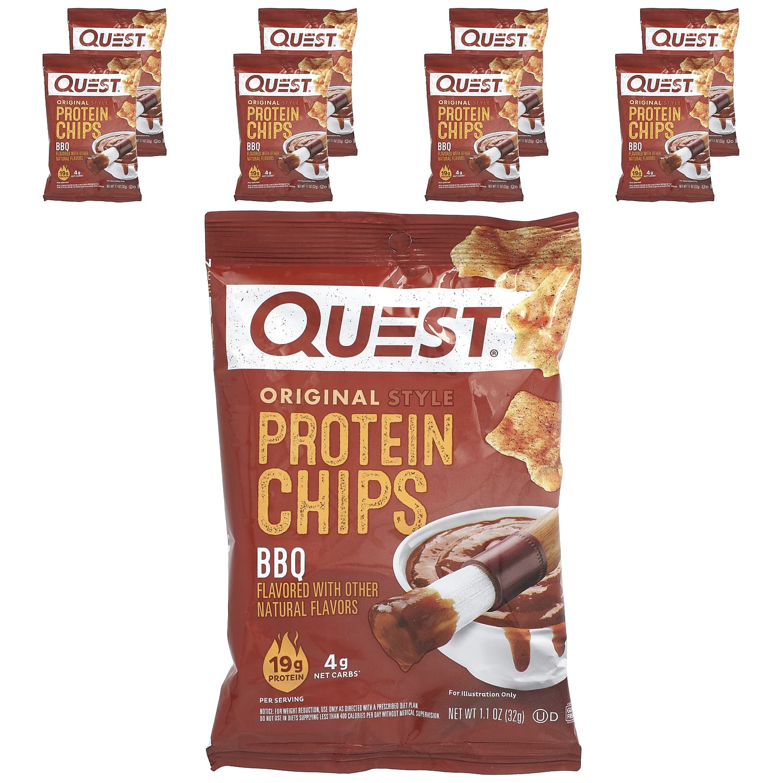

Quest Nutrition, Original Style Protein Chips, BBQ, 8 Bags, 1.1 oz (32 g) Each