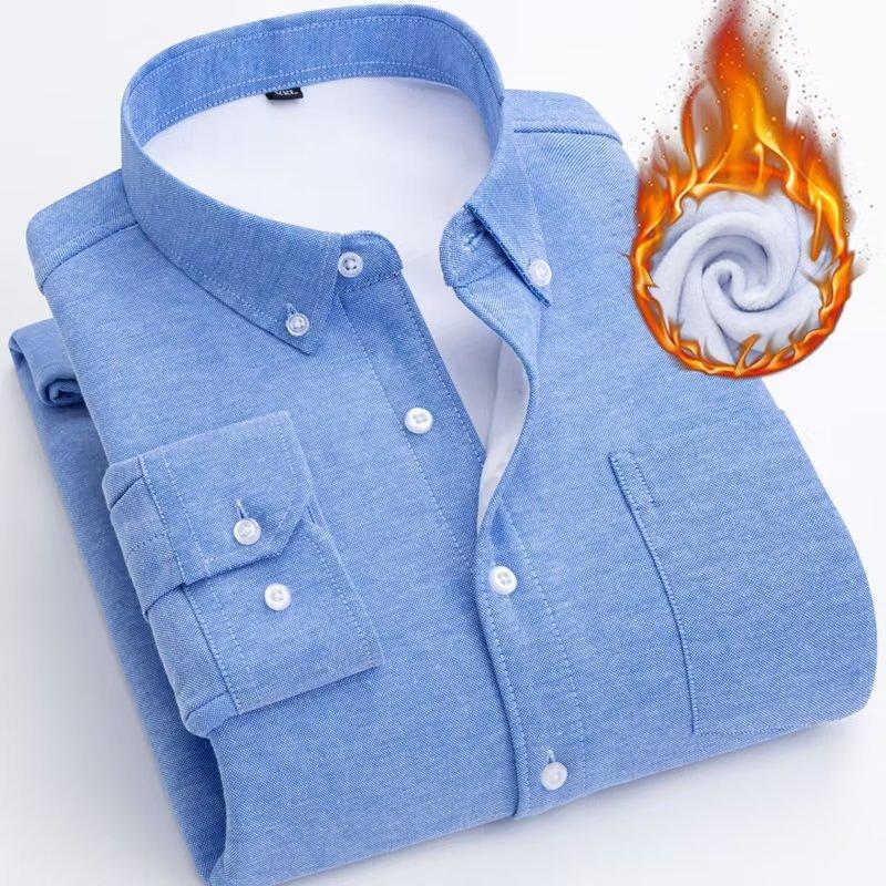 New Autumn And Winter Business All-match Shirt Jacket Men's Long-sleeved Solid Color Warm Shirt Outdoor Daily Shirt