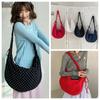 Adjustable Polka Dot Nylon Crossbody Bag Drawstring Lightweight Pleated Shoulder Bag Prined Large Capacity Canvas Dumpling Bag
