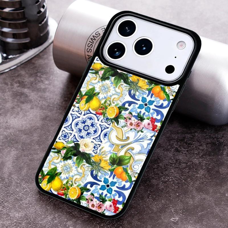 

Mediterranean Lemon Phone Case for iPhone 17 16 15 Pro Max Air 14 13 12 11 Plus Shockproof Capa Cover iPhone 15
