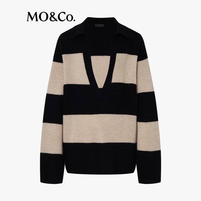 MO&Co. Women's Striped V-Neck Knit Sweater