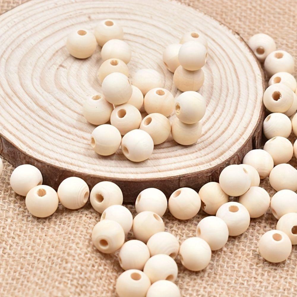 300Pcs Craft Making Wooden Beads Stainable Natural Round Beads  DIY Jewelry Making, Bracelets