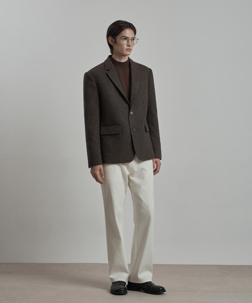 WORK ON BODY OFF Lane Semi-Overfit Check Wool Blazer [Dark Brown]