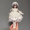 6-inch BJD Doll Outfit White Wedding Dress Set With Veil Sleeves Headband Azone OB22