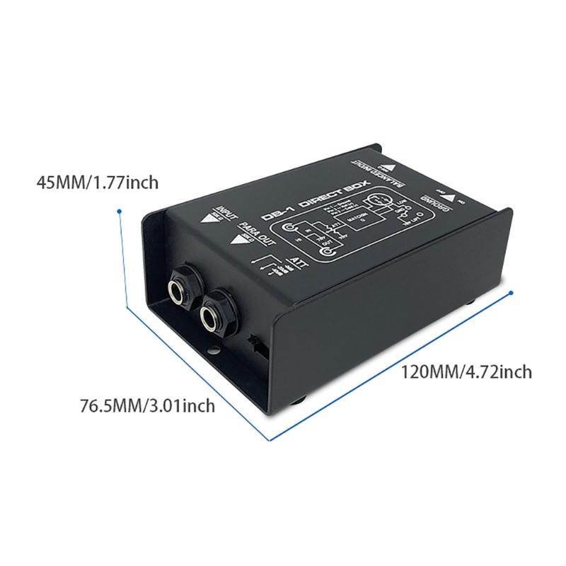 Compactly Passive DI Box with Input Attenuator Hum Eliminators for Connecting Instrument to Balanced 6.35mm Output