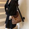 Ielgy Large-Capacity All-Match One-Shoulder Tote Bag Autumn Winter Retro Niche Leopard Print Cross-Body Commuter