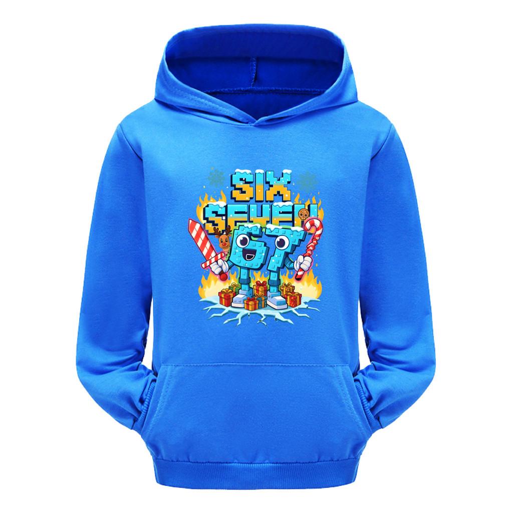 5193 Kinder Jungen Mädchen Steal a Brainrot 67 Six Seven Bedruckter Freizeit-Langarm-Hoodie Top