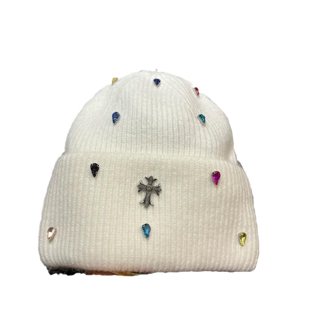 Fashionable Cross-stitch Luxury Colorful Knitted Beanie - Winter Outdoor Warm Soft Plush Earflap Hat