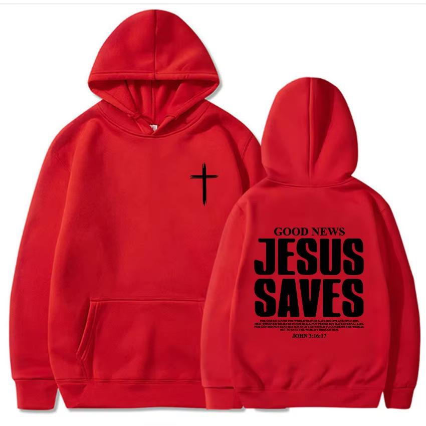Jesus rettet Johannes 3:16:17 Hoodies Christliche Bibelvers Sweatshirts Herren Damen Kleidung Winter Bequem Tasche Pullover Grafik