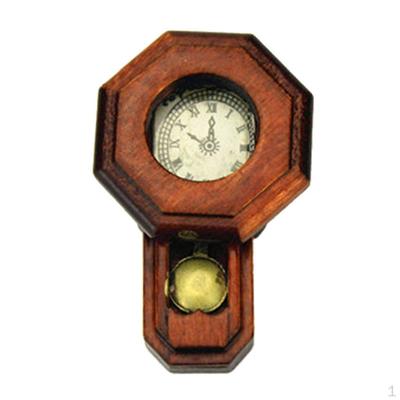 Retro Wooden Wall Clock :12 Doll House Miniature Decor ACCS