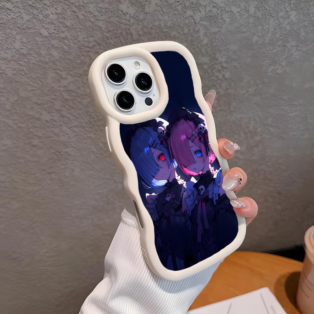 ReZero Rem Ram Wavy Edge TPU Mobile Phone Case for iPhone 17 16 15 14 13 12 11 Air Pro Max Plus Colorful Cover