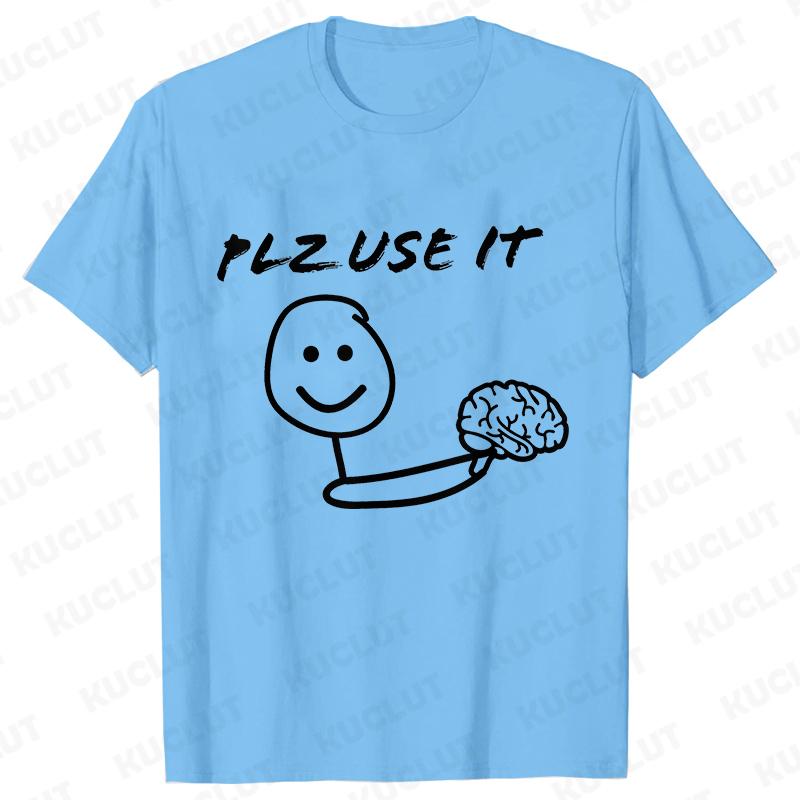 Funny Brain Graphic T-shirts for Women Plz Use It Brain Tops Short Sleeve Tees Harajuku Hip Hop Ulzzang Tshirts Female Clothing