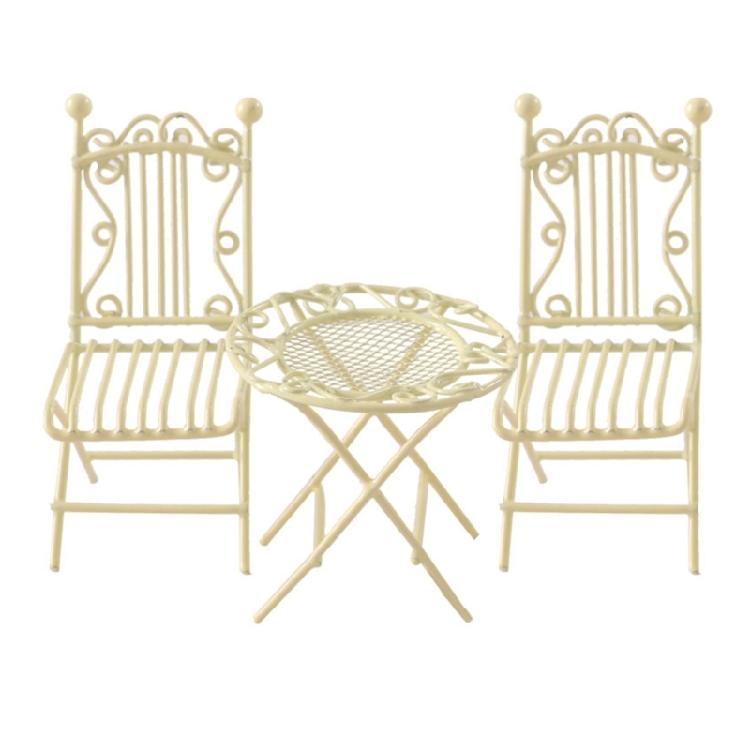 Miniature Dollhouses Furniture Iron Table And Chair Set Model Figurine For Crafting Garden Bistro Scene Displaying