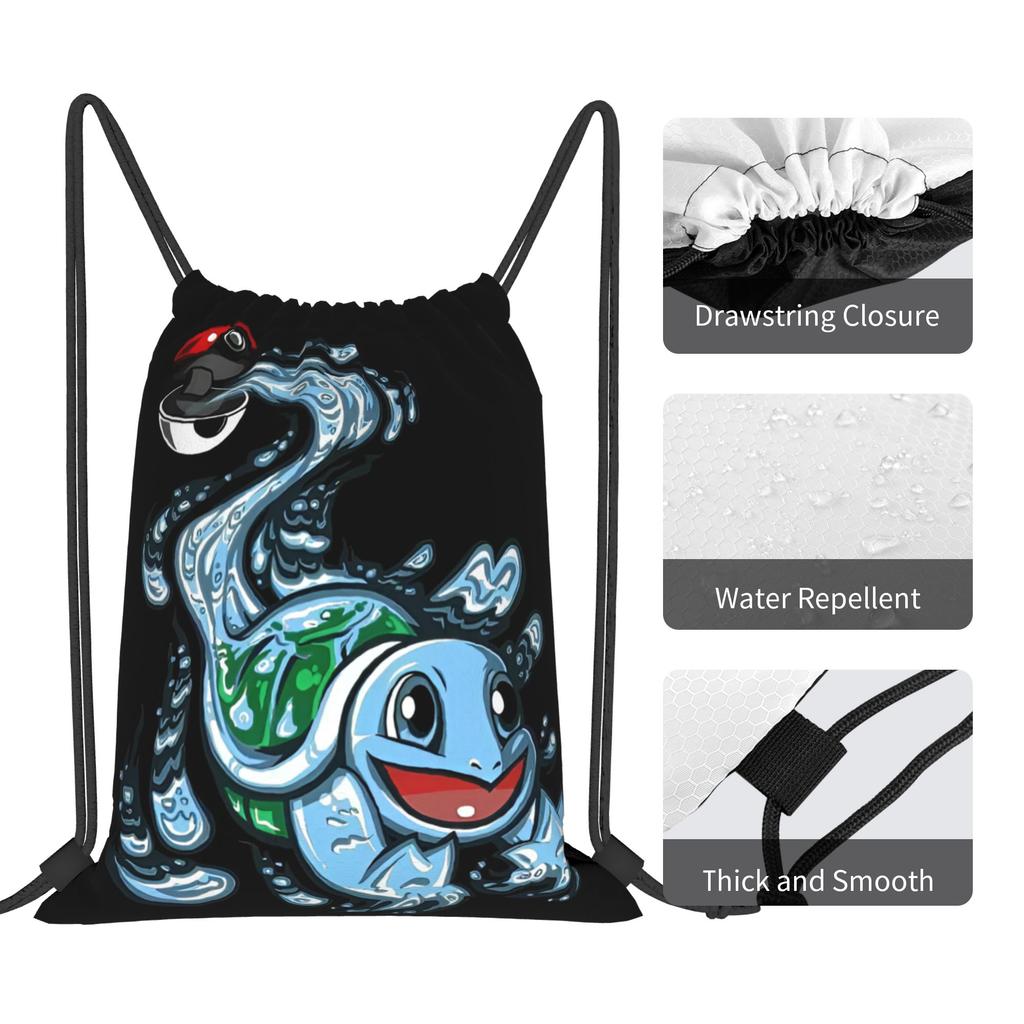 Custom S-Squirtles Drawstring Bags Women Men Lightweight Manga Sports Gym Storage Backpack