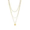European and American Style Three-Layer Stainless Steel Heart Pendant and Beaded Clavicle Necklace