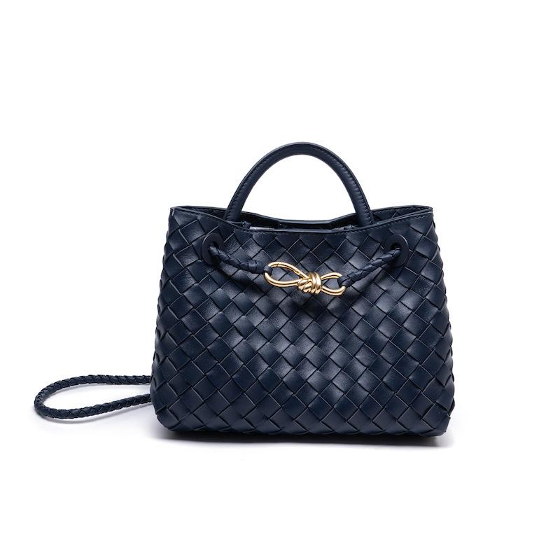 Trendige neue gewebte Damentaschen, handgeflochtene Doppelschichtwebung, tragbare Damen-Umhängetaschen, strukturierte gewebte Taschen