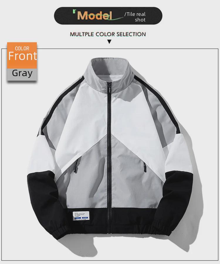 Men's Color Block Casual Sports Jacket - Versatile Spring & Autumn Coat