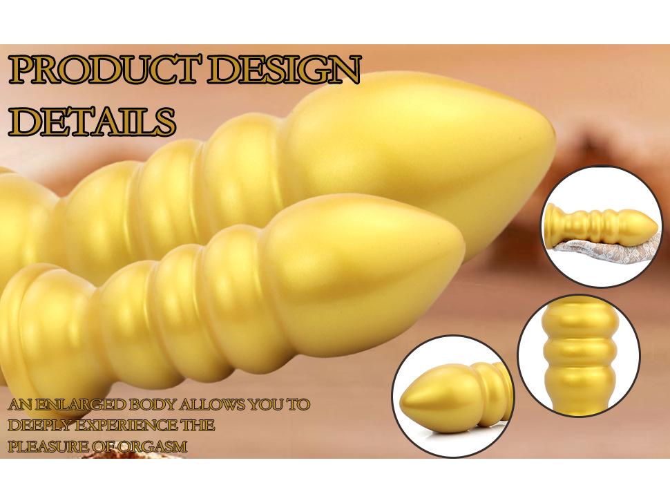 Golden Mushroom Irregular Dildo Beads for Men & Women - Threaded Anal Dilator Adult Toy