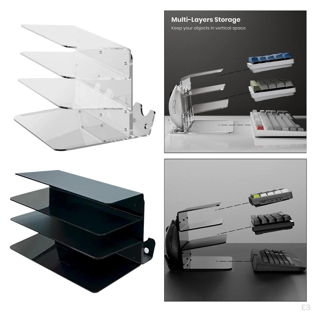 Keyboard Mice Storage Rack Computer Holder Shelf Acrylic Desktop Organizer