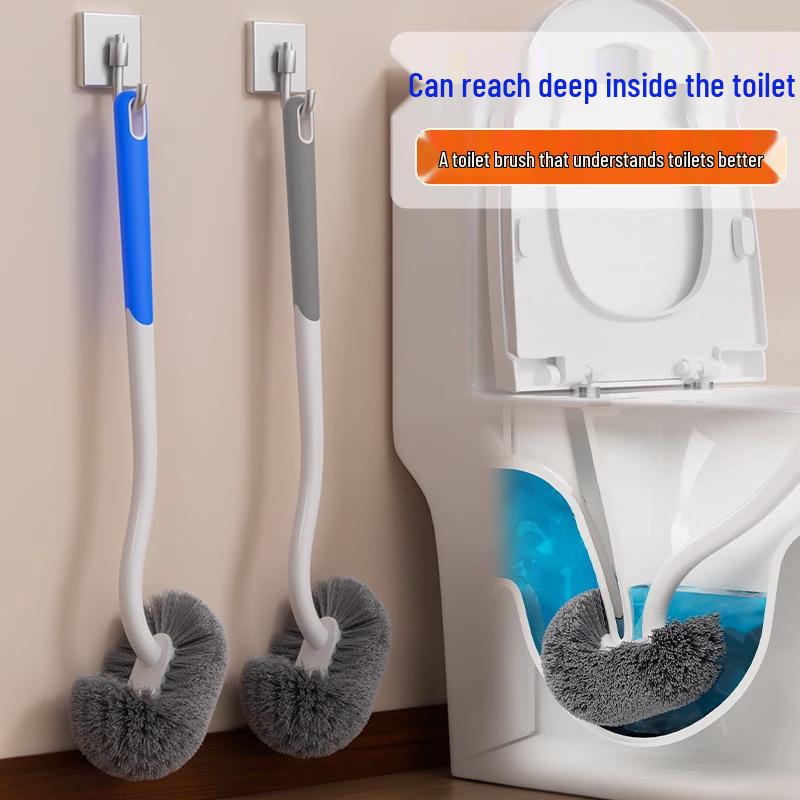 360° Soft Bristle Toilet Brush with Long Handle & Wall-Mount for Bathroom Cleaning