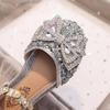Sandali Aperti con Fiocco di Cristallo da Bambina - Scarpe da Principessa Estate 2025 con Suole Morbide per Esibizioni