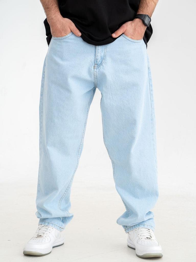 Jigga Wear Crown Men's Light Blue Baggy Jeans 2XL