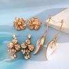 European and American original metal wind spray paint flower silver needle earrings heavy industry personalized earrings niche petal earrings women