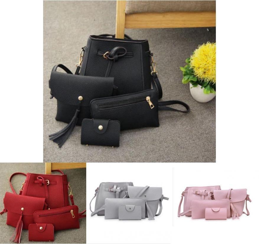 Stylish 4pcs Handbag Set For Women With Interior Zipper And Slot Pockets