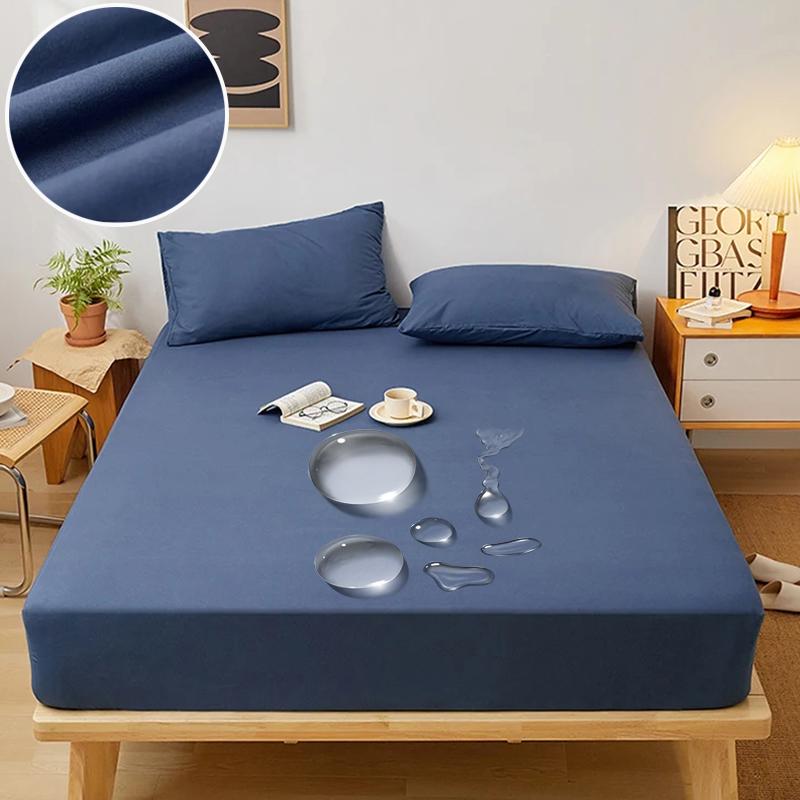 Waterproof Mattress Protector Cover,Stain-Resistant, Machine Washable, Soft Polyester Bedding for All Seasons, Fits Queen & King Sizes, Gray