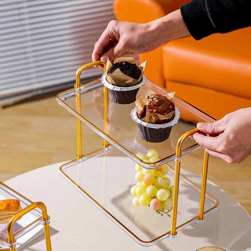 RuHan Rectangular Transparent Double-Layer Serving Tray