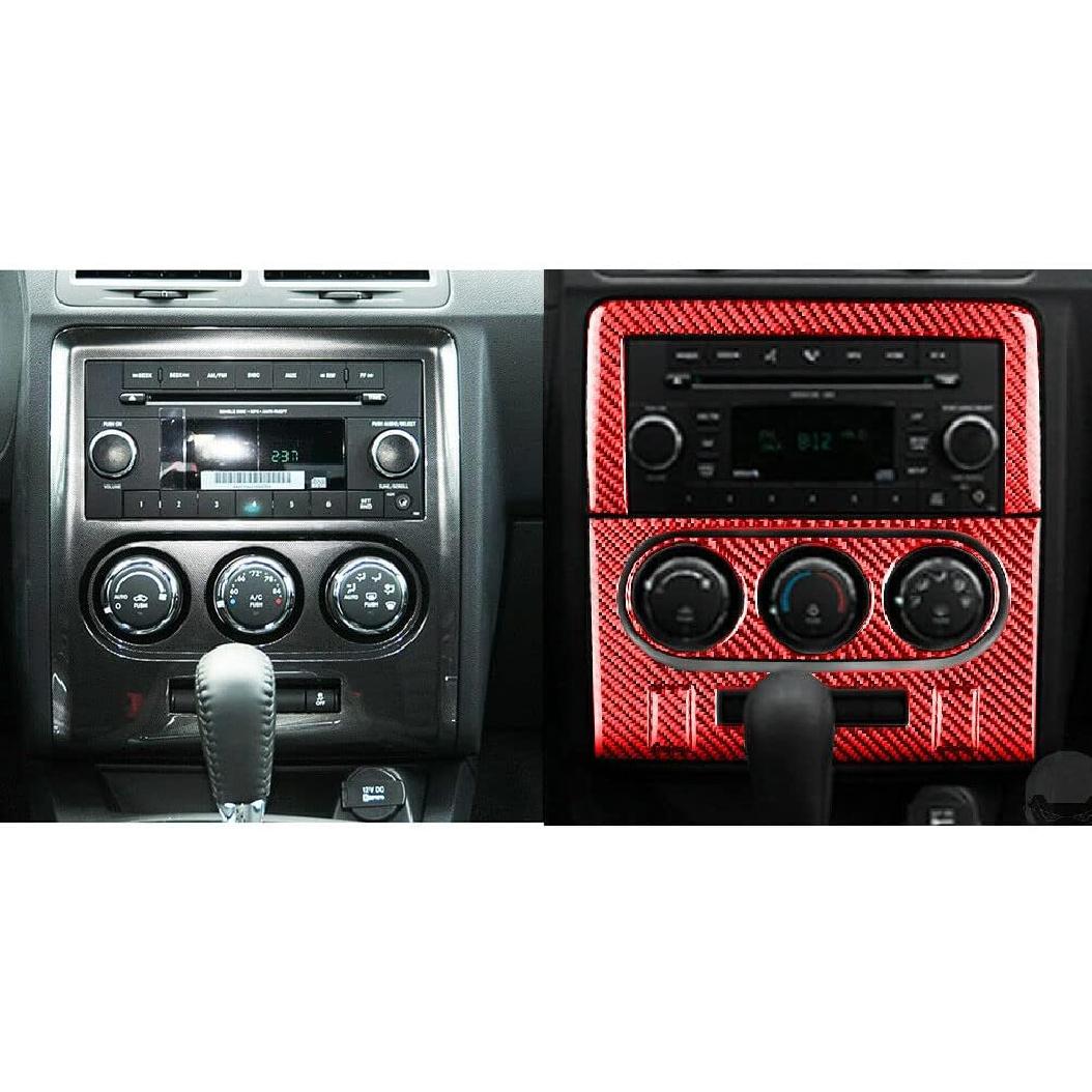 Car red Carbon Fiber Center Navigation Panel Trim Cover for Dodge Challenger 2008-2014