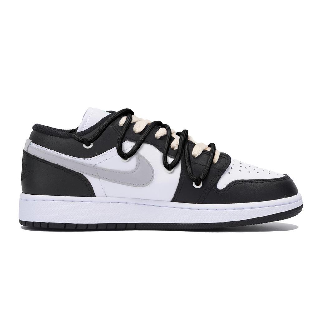 Jordan Air Jordan 1 Abrasion Resistant Slip Resistant Low top Vintage Basketball Shoes Men's Black White Gray 553558-131(Team85-S-BOX-A)