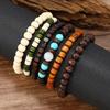 5/6 pcs/set Wood Bead Bracelet Set Bohemian Style Hand Ring Geometric Men Bracelets  Male