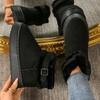 Fashion Women Boots Winter  Non Slip Soft Cotton Shoes Woman Platform Short Plush Snow Boots Metal Buckle Thicken Warm Ankle Boots Women