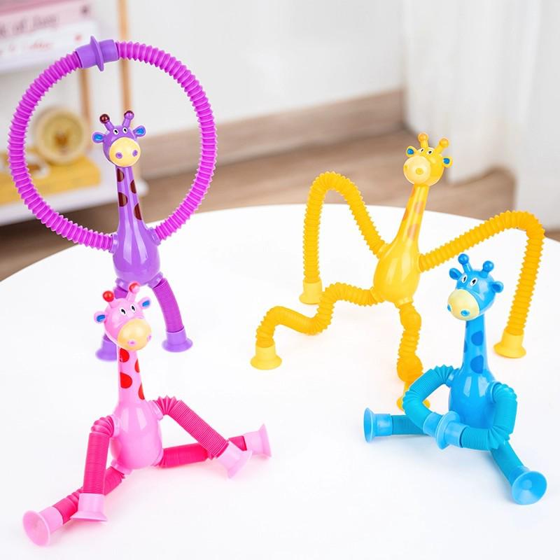 Luminous Giraffe Suction Cup Telescopic Tube - Educational & Decompression Toy for Children