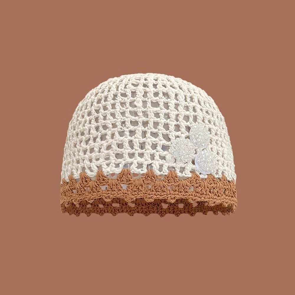 Thin Crochet Flower Hat Handmade Hollow Out Knitted Hat Cute Beanies Hat Apparel Accessories