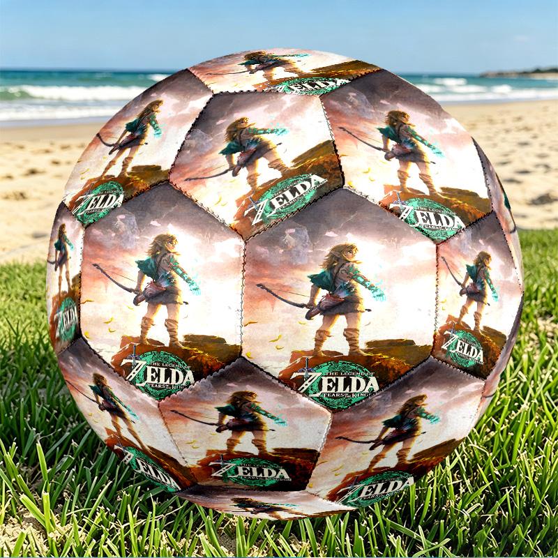 The Legend of Zelda Print Size 5 Soccer Ball, PU Wear Resistant Football for Match Training and Daily Practice, Birthday Gift for Soccer Fans