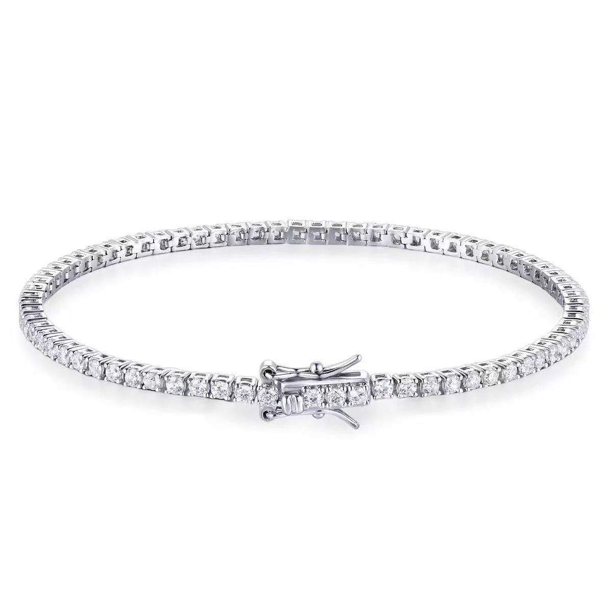 European & American Style Hip Hop 4m Full Diamond Zircon Tennis Chain Bracelet - Unisex Versatile Luxury Jewelry