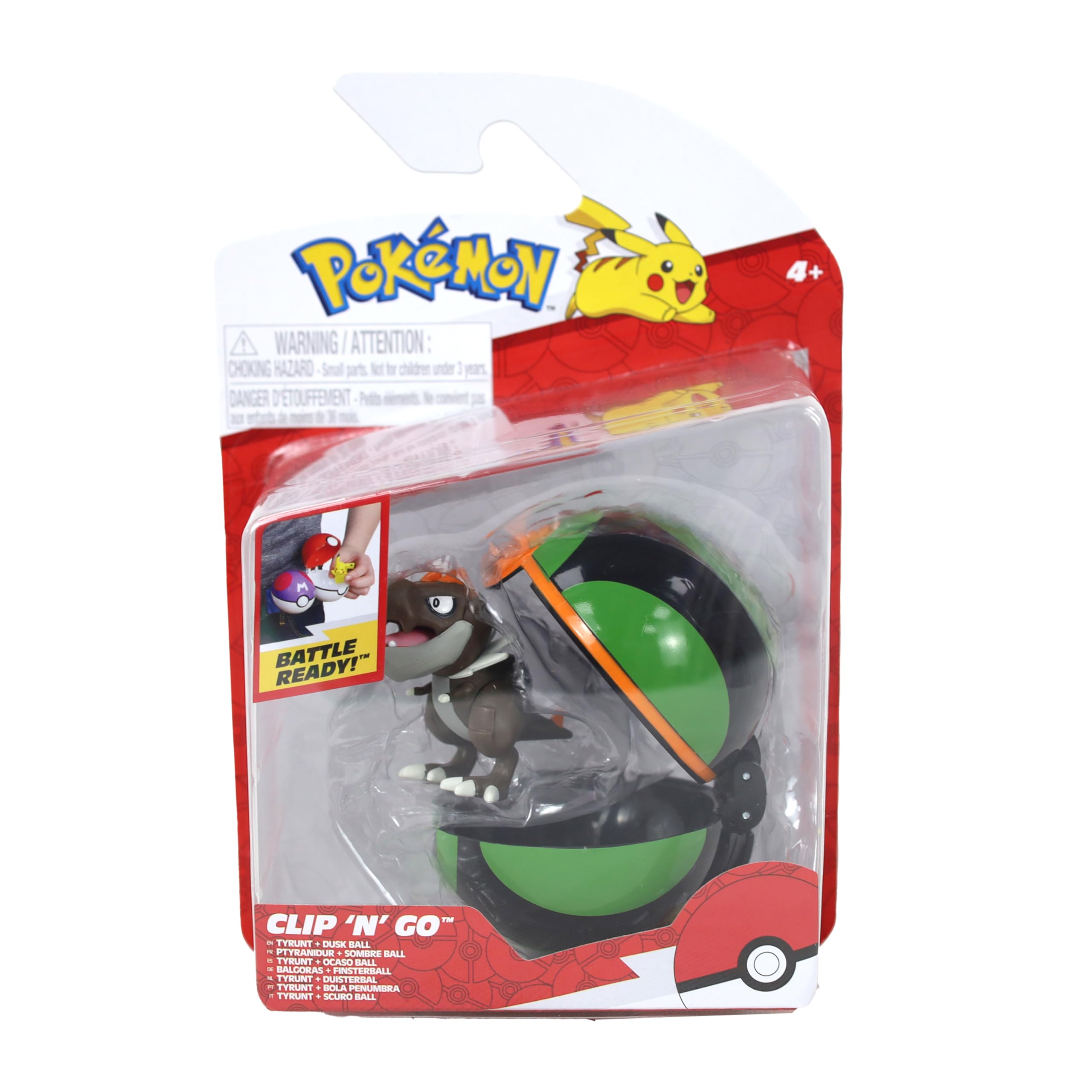 Nintendo Pokémon Clip  N  Go Tyrunt Battle Figure Dusk Ball Accessory 2-Inch