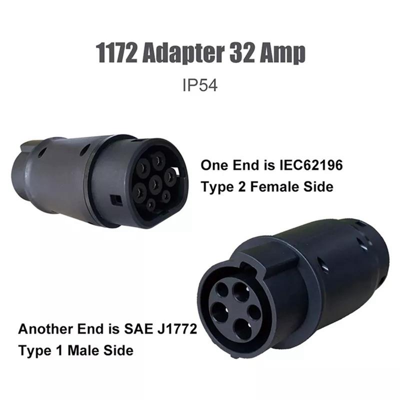 EVSE EV Adaptor 32A J1772 Type 1 To Type 2 Plug EV Adapter, Electric Cars Vehicle Charger Charging
