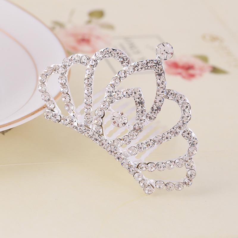 Korean Style Crown Jewelry Comb Hair Ornaments Princess Rhinestone Crown Alloy Colorful Girls Birthday Dance Hair Accessories