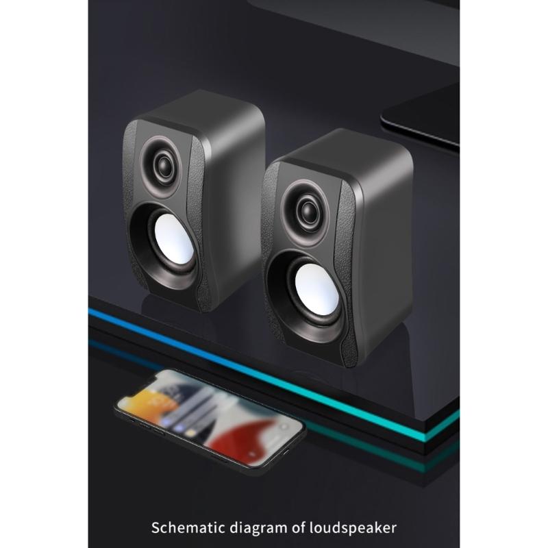 USB Wireds Speaker Stereo Subwoofer Sound Box 3.5mm Input USB Power Computer Speaker for Desktop PC