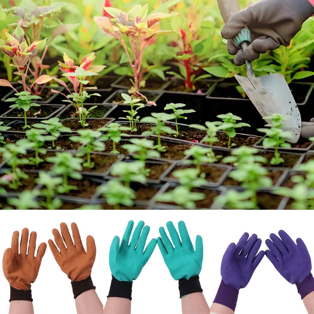 4Pairs Permeable Fabric Gardening Gloves Latex Material Protective Gloves Latex Gloves  Digging