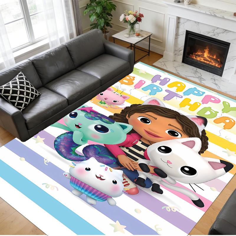 Anti‑Slip Crystal Velvet Floor Rug, Gabby's Dollhouse Design Carpet for Indoor Living Bedroom Home Decoration