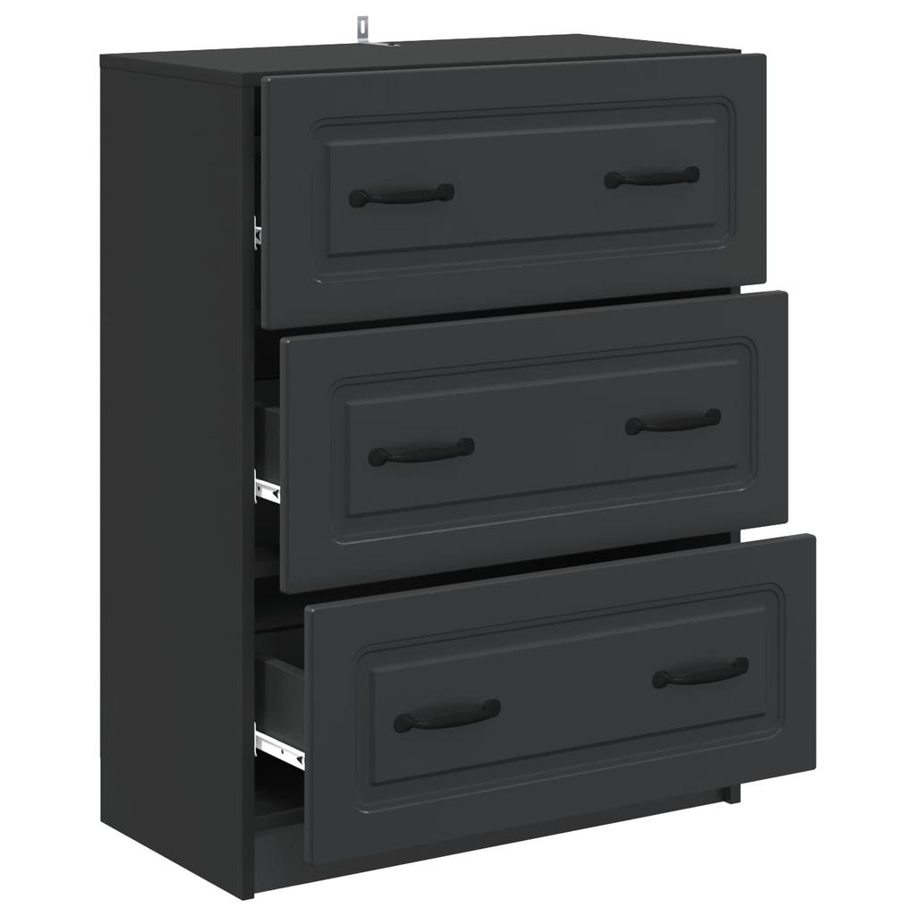 Drawer Cabinet Black 66 x 34.5 x 87 cm Particleboard