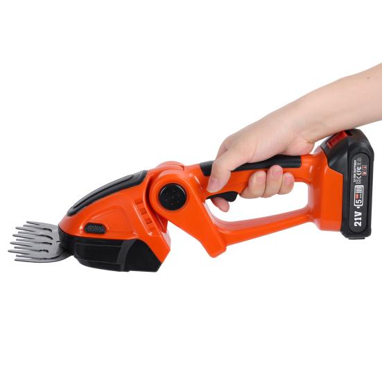 Cordless Electric Hedge Trimmer, 2-in-1 Handheld Grass Shears with 2 Batteries and Charger