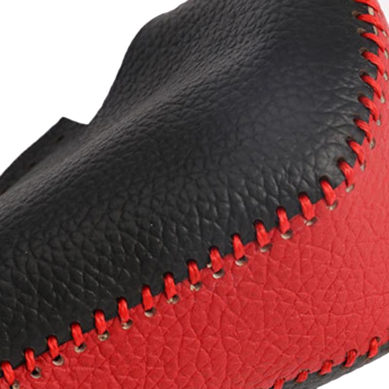 Car Gear Shift Knob Cover Leather Hand Sewing Gear Shift Knob Cover for Honda Civic 2016-2018
